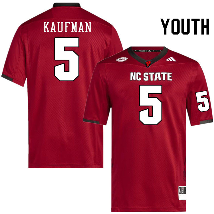 Youth #5 Donovan Kaufman NC State Wolfpack College Football Jerseys Stitched-Red